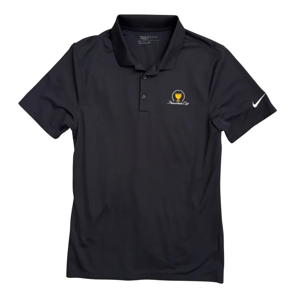 Nike Golf Mens Presidents Cup Dri-FIT Polo Shirt Black Small Standard Fit